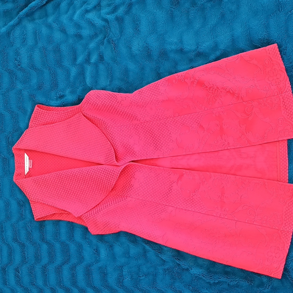 Red Cotton Blend Brocade Vest, Size 8